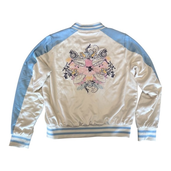 Disney Alice in Wonderland Blue & Ivory Embroidered Satin Varsity Jacket - Picture 8 of 13